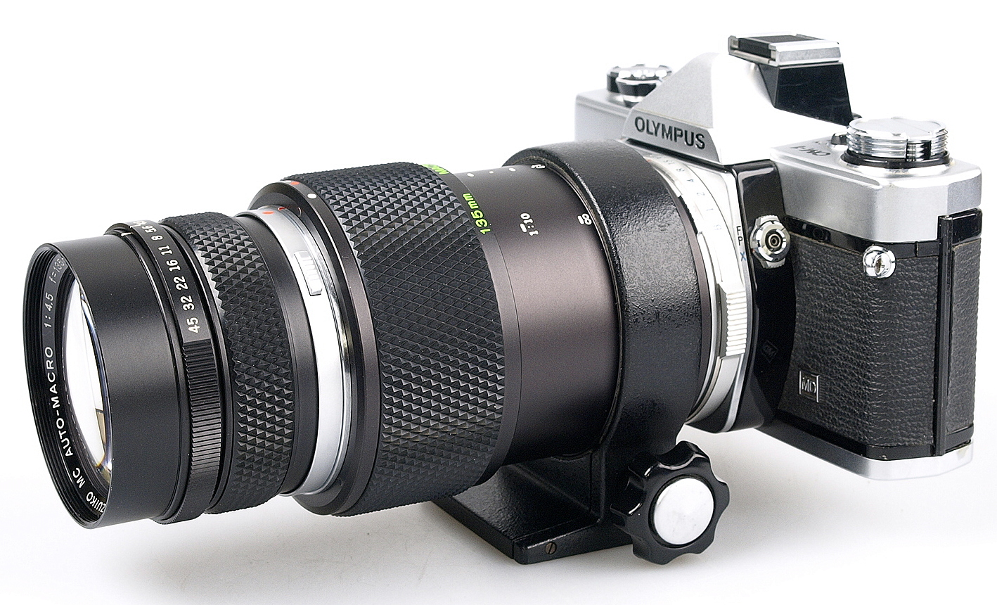 Olympus OM system Zuiko Auto-Macro 135mm F4.5 lens. Bellows 