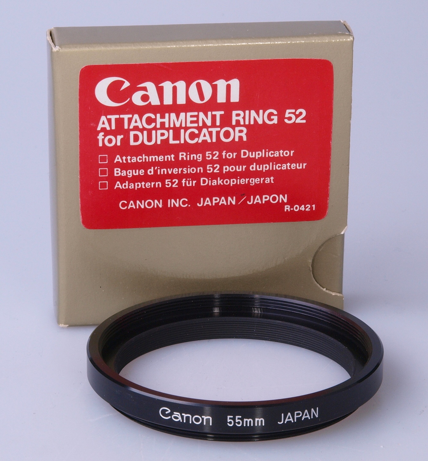 Canon Attachment ring 52mm for slide duplicator. Wide Angle